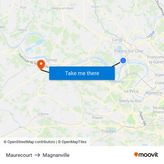 Maurecourt to Magnanville map