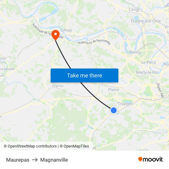Maurepas to Magnanville map