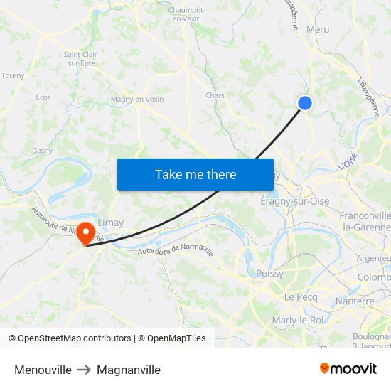 Menouville to Magnanville map