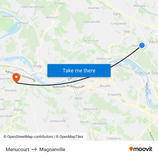 Menucourt to Magnanville map