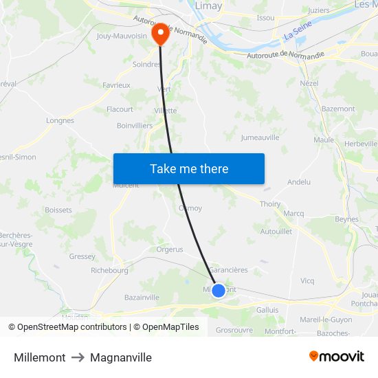 Millemont to Magnanville map