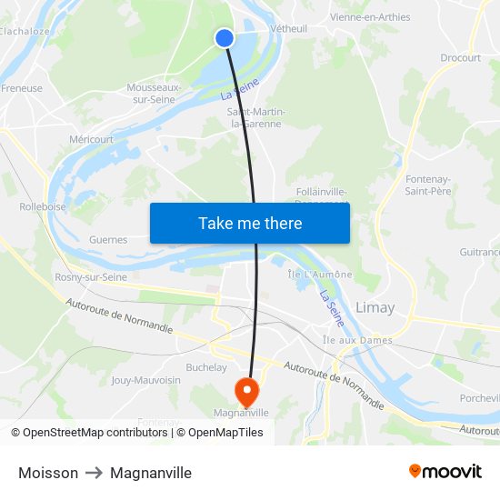 Moisson to Magnanville map