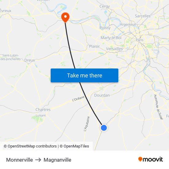 Monnerville to Magnanville map