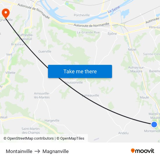 Montainville to Magnanville map