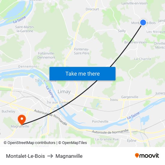 Montalet-Le-Bois to Magnanville map