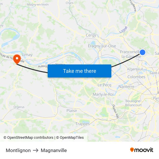 Montlignon to Magnanville map