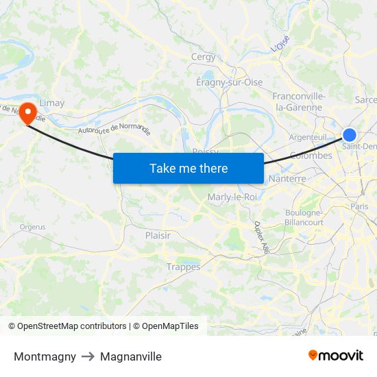 Montmagny to Magnanville map