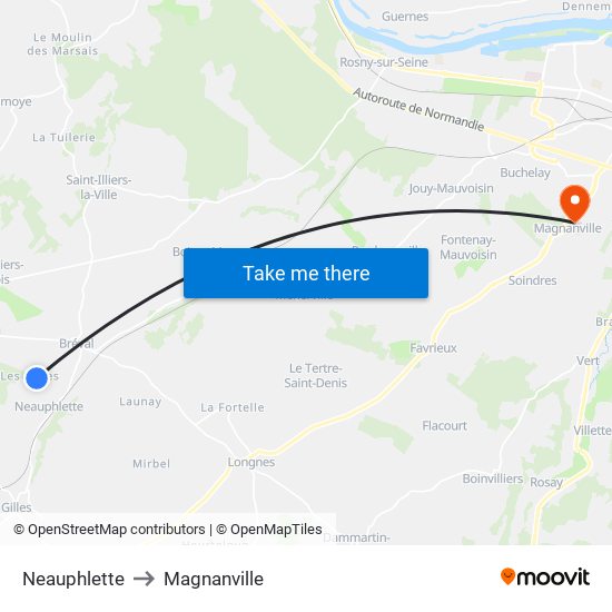 Neauphlette to Magnanville map
