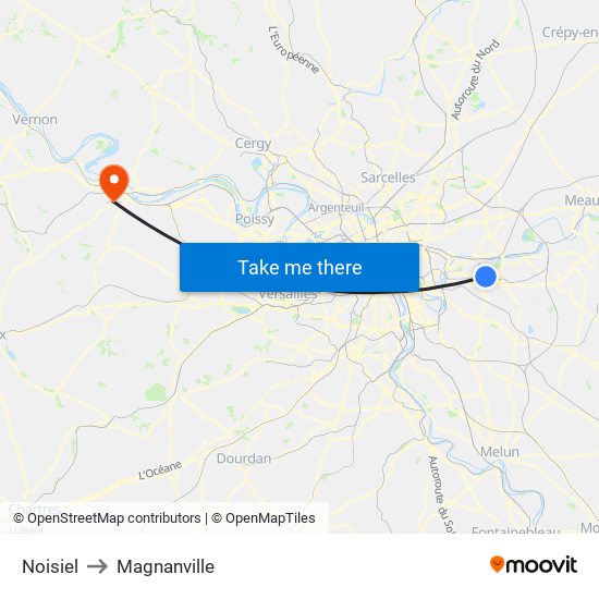 Noisiel to Magnanville map