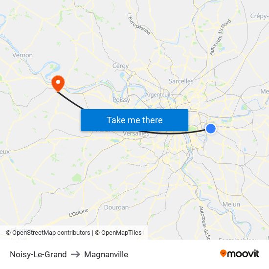 Noisy-Le-Grand to Magnanville map