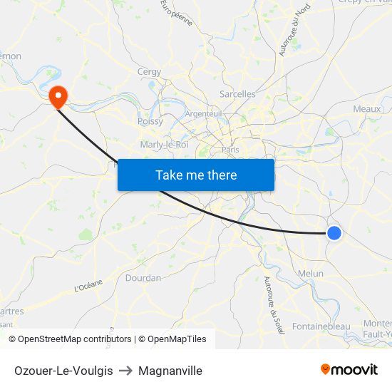 Ozouer-Le-Voulgis to Magnanville map