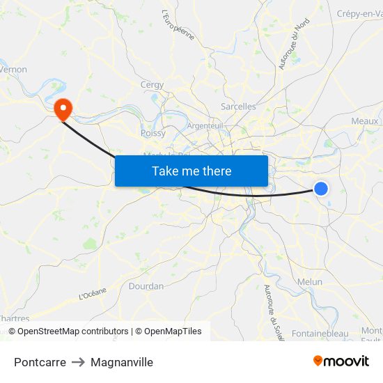 Pontcarre to Magnanville map