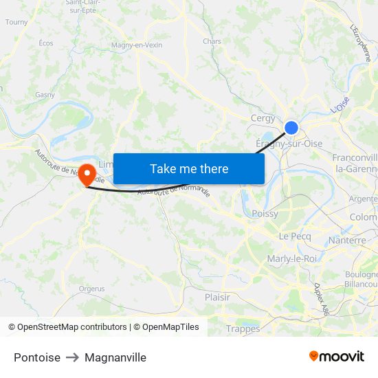 Pontoise to Magnanville map