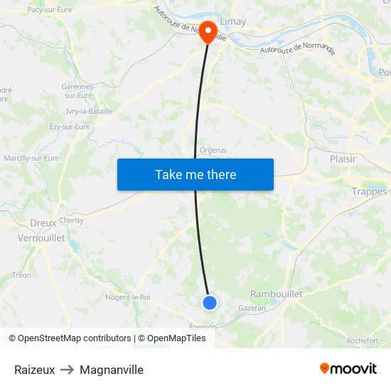 Raizeux to Magnanville map