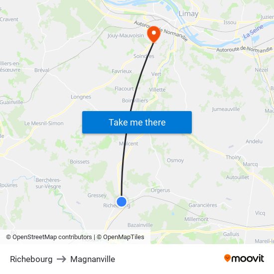 Richebourg to Magnanville map