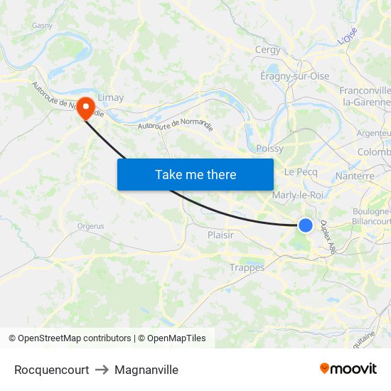 Rocquencourt to Magnanville map