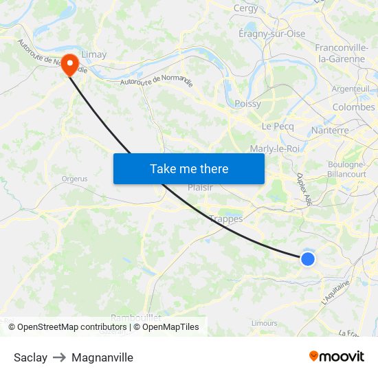 Saclay to Magnanville map