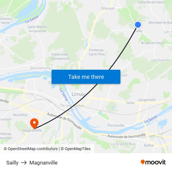 Sailly to Magnanville map