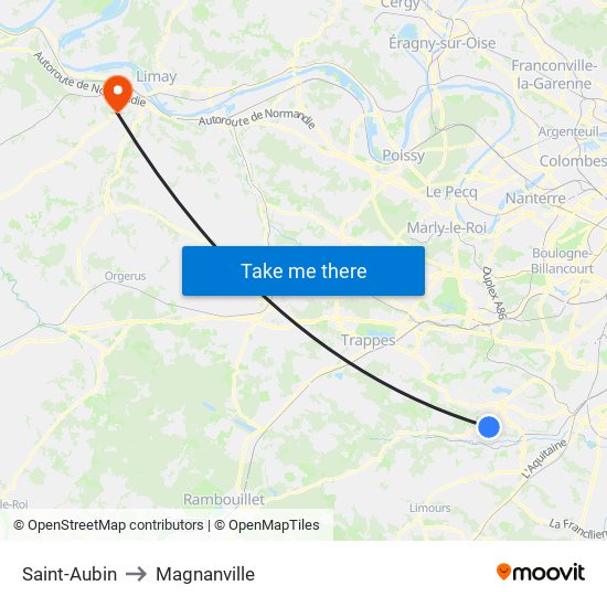 Saint-Aubin to Magnanville map