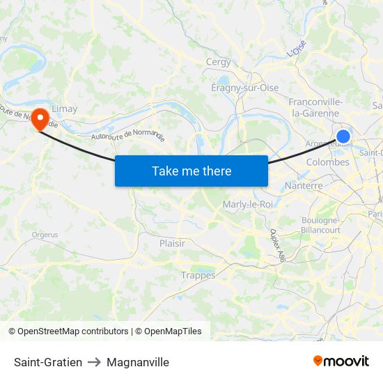 Saint-Gratien to Magnanville map