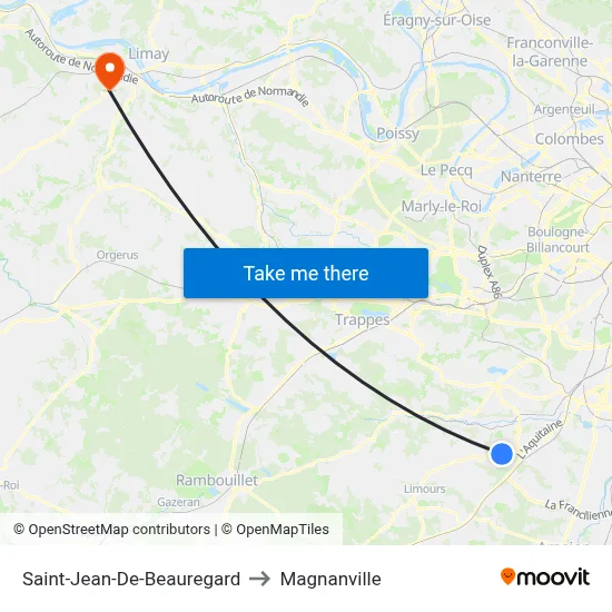 Saint-Jean-De-Beauregard to Magnanville map