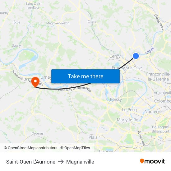 Saint-Ouen-L'Aumone to Magnanville map