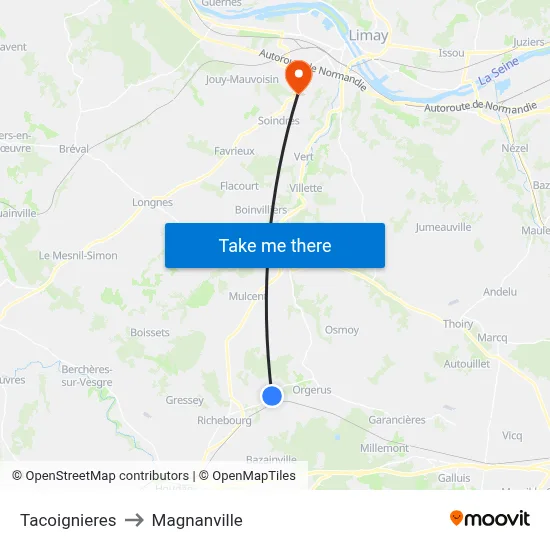 Tacoignieres to Magnanville map