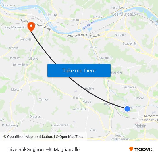 Thiverval-Grignon to Magnanville map