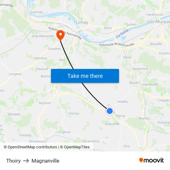 Thoiry to Magnanville map