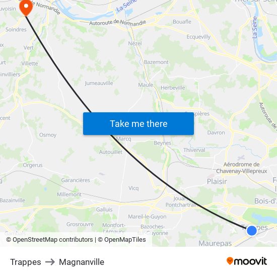 Trappes to Magnanville map