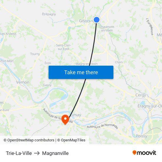 Trie-La-Ville to Magnanville map