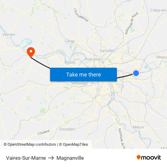 Vaires-Sur-Marne to Magnanville map