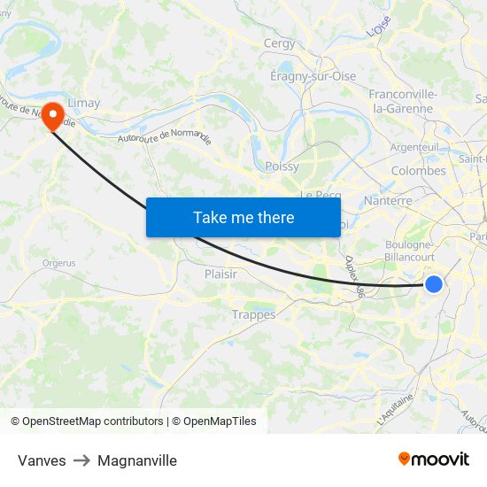 Vanves to Magnanville map