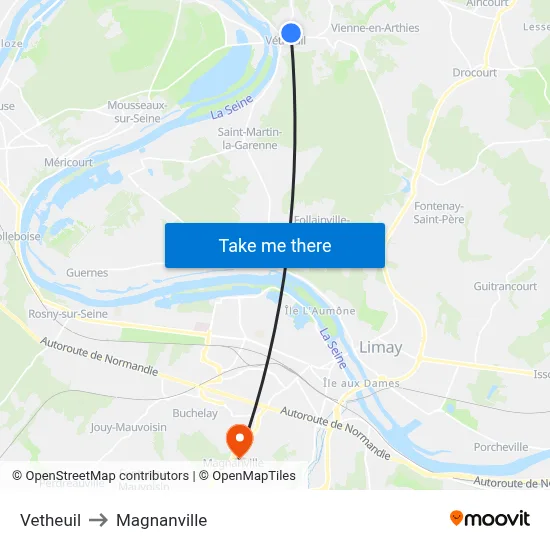 Vetheuil to Magnanville map
