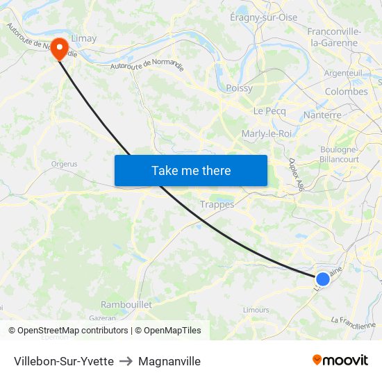Villebon-Sur-Yvette to Magnanville map