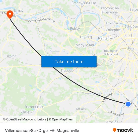 Villemoisson-Sur-Orge to Magnanville map