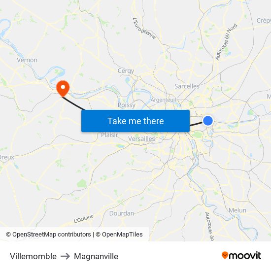Villemomble to Magnanville map