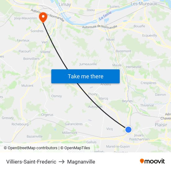 Villiers-Saint-Frederic to Magnanville map