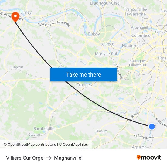 Villiers-Sur-Orge to Magnanville map