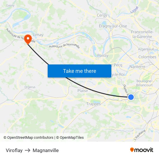 Viroflay to Magnanville map
