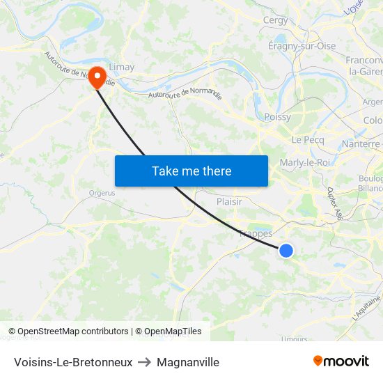 Voisins-Le-Bretonneux to Magnanville map