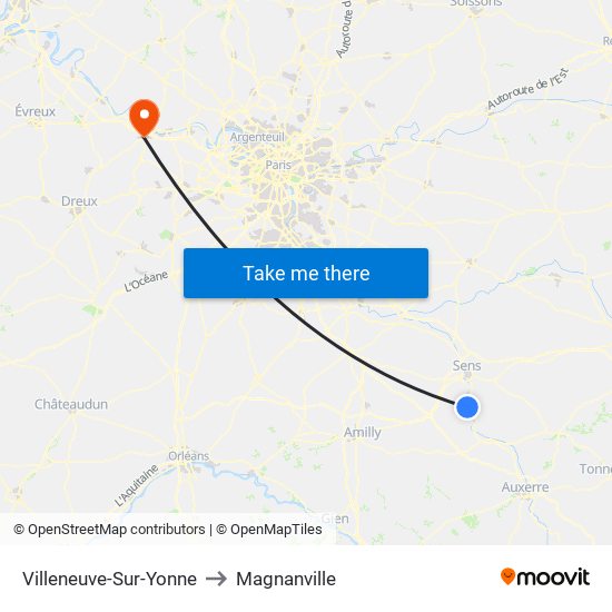 Villeneuve-Sur-Yonne to Magnanville map