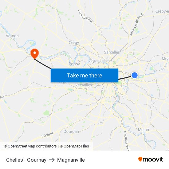 Chelles - Gournay to Magnanville map