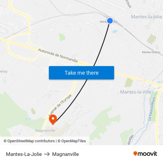 Mantes-La-Jolie to Magnanville map