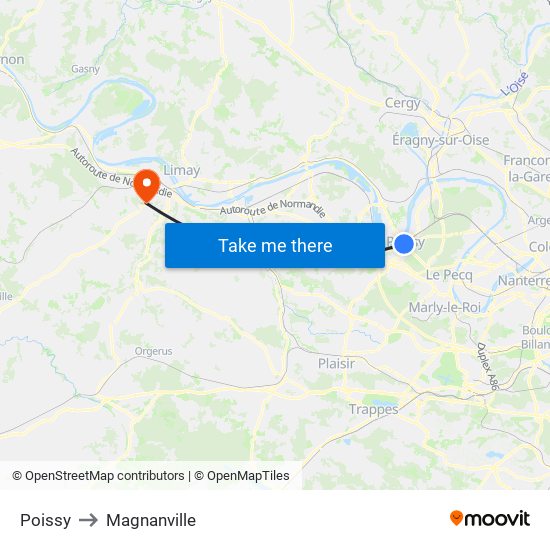 Poissy to Magnanville map