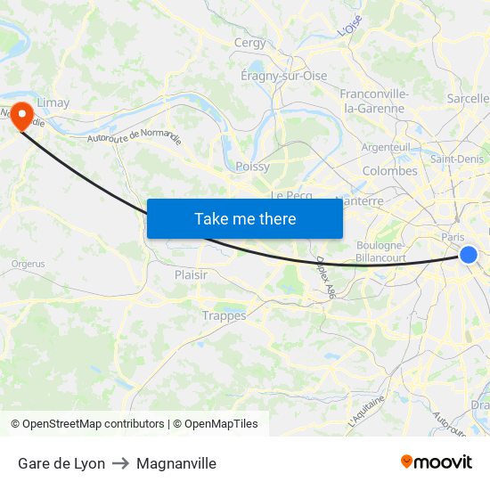 Gare de Lyon to Magnanville map