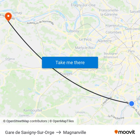 Gare de Savigny-Sur-Orge to Magnanville map