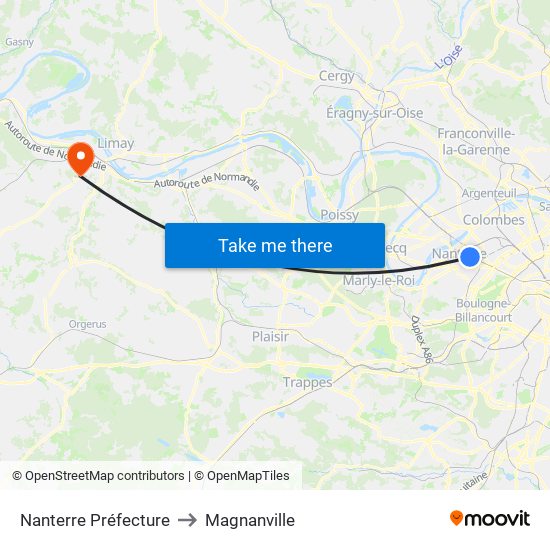 Nanterre Préfecture to Magnanville map