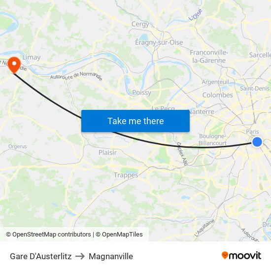 Gare D'Austerlitz to Magnanville map