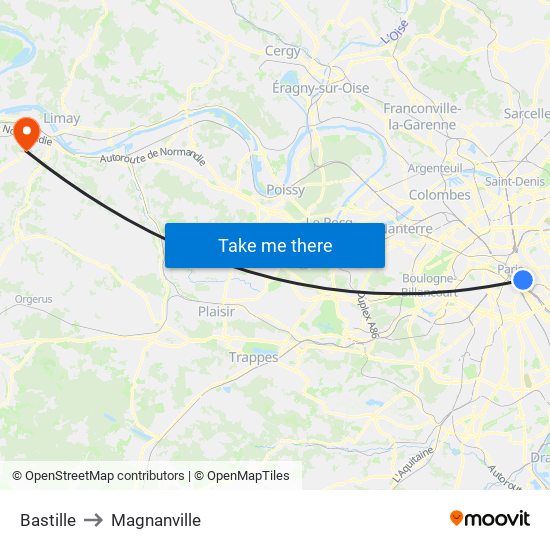 Bastille to Magnanville map